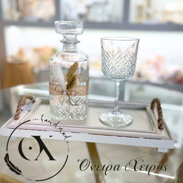 Σετ κουμπάρου με ξύλινο δίσκο ρουστικ