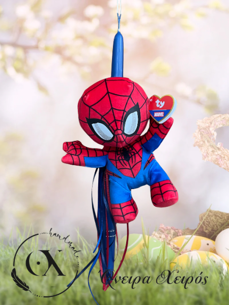 Πασχαλινή λαμπάδα με λούτρινο Spider-Man