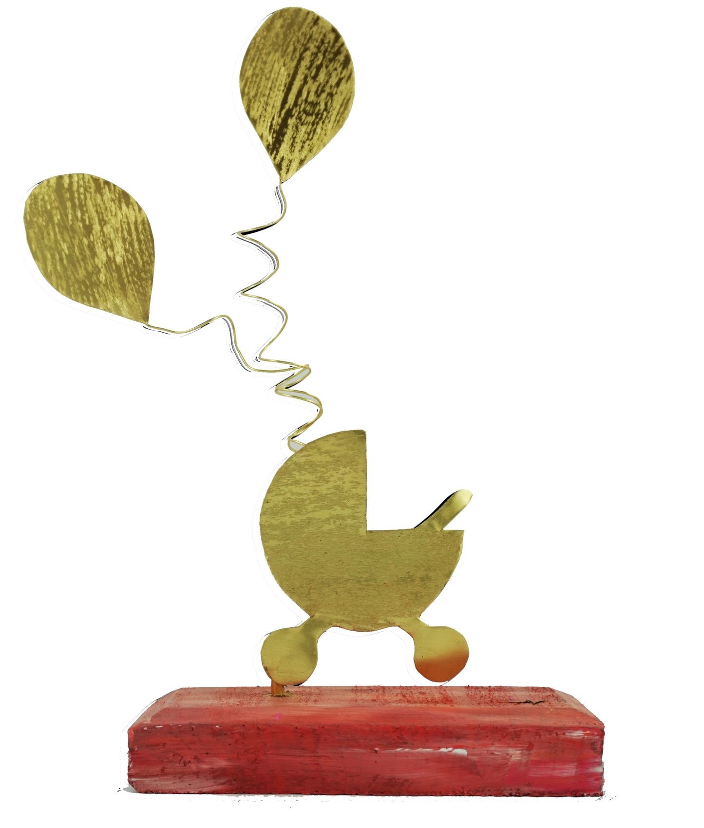 Δώρο για νέους γονείς, Ορειχάλκινο καροτσάκι μωρού με μπαλόνια - Όνειρα Χειρός χειροποίητα δώρα