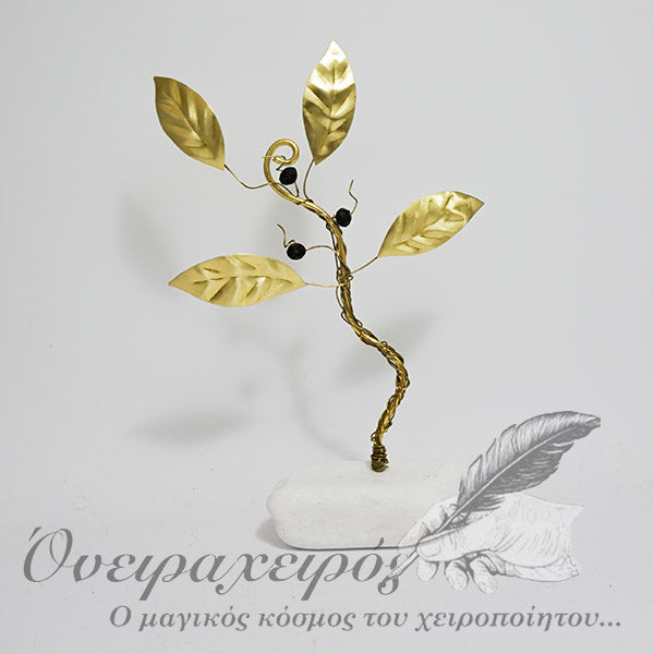 Διακοσμητική ελιά Πάνω σε λευκό βότσαλο - Όνειρα Χειρός χειροποίητα δώρα