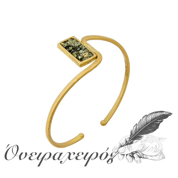 Χειροποίητο βραχιόλι χειροπέδα με πράσινες πέτρες - Όνειρα Χειρός χειροποίητα δώρα