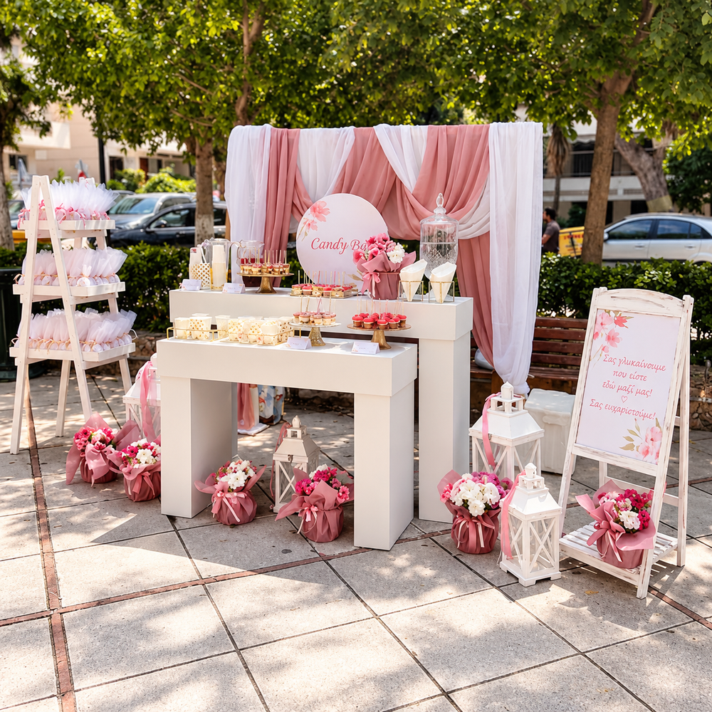 Στολισμός Γαμοβάπτισης & Candy Bar στον Ι.Ν. Κοιμήσεως Θεοτόκου στο Παλαιό Φάληρο 