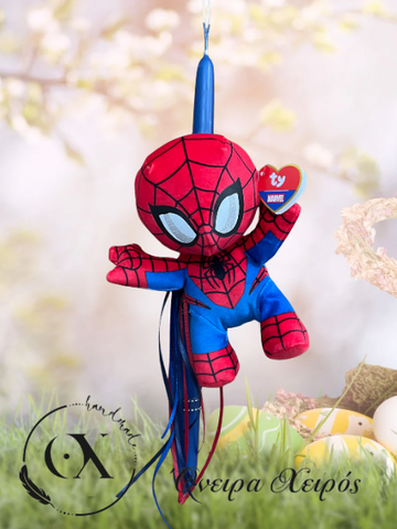 Πασχαλινή λαμπάδα με λούτρινο Spider-Man 