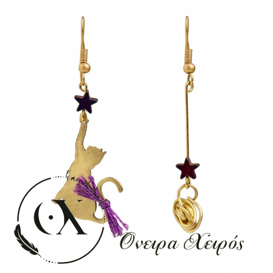 Χειροποίητα σκουλαρίκια με γάτες