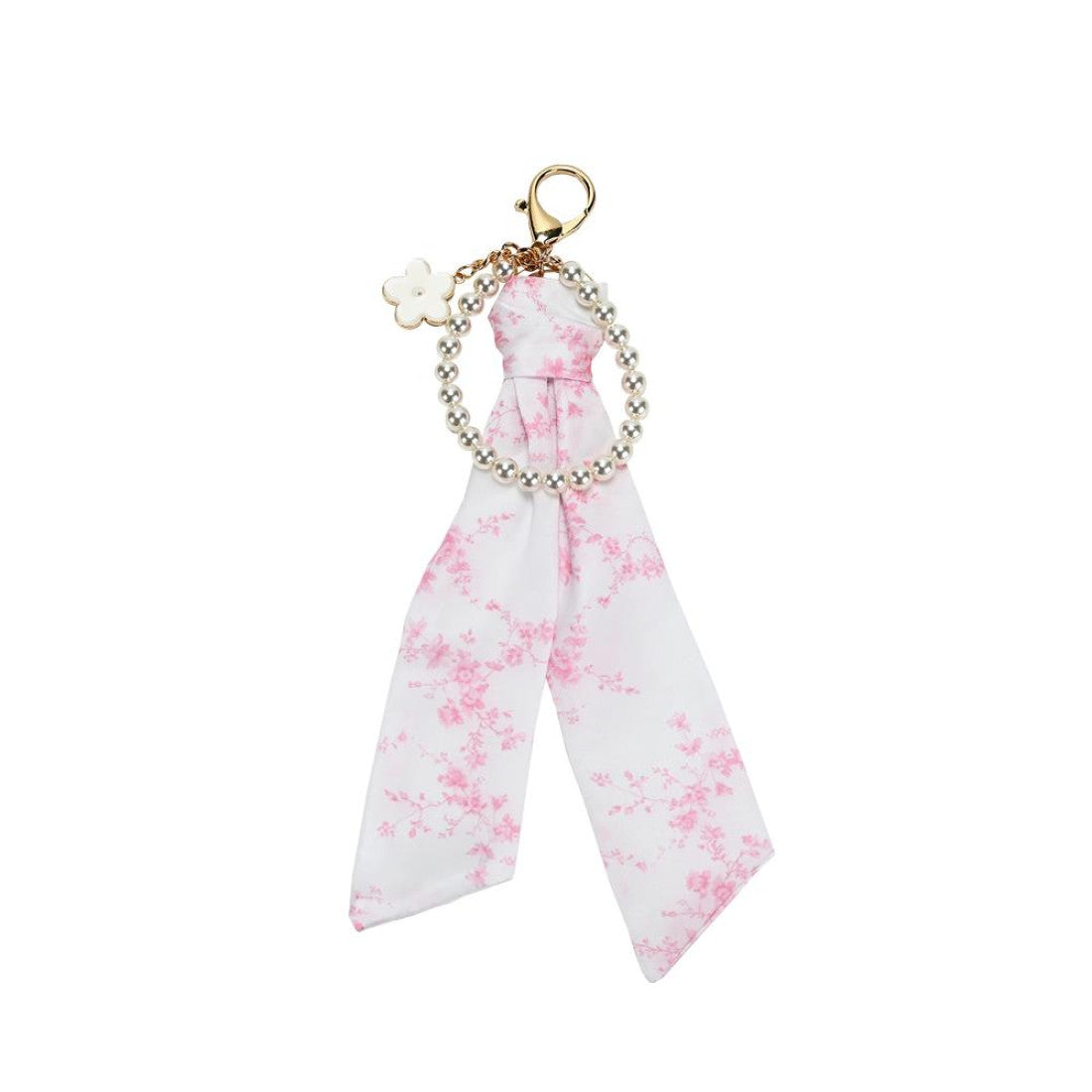 Lucky Charm με μαντήλι Pink Toile και πέρλες