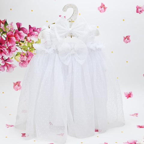Βαπτιστικό φόρεμα white dots λευκό φορέμα βάπτισης