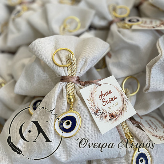 luxury μπομπονιέρα με μπρελόκ μάτι σε πουγκί