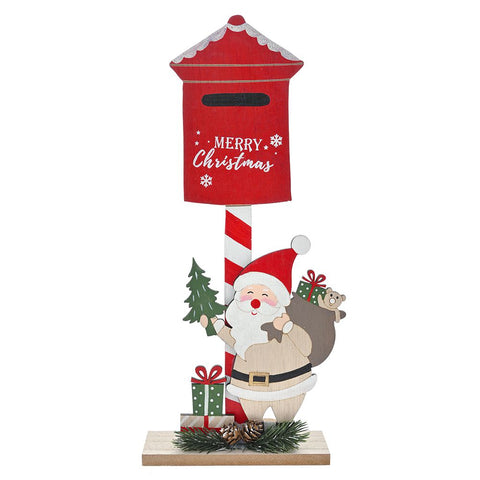 ΞΥΛΙΝΟ χριστουγεννιάτικο γραμματοκιβώτιο με αι βασίλη