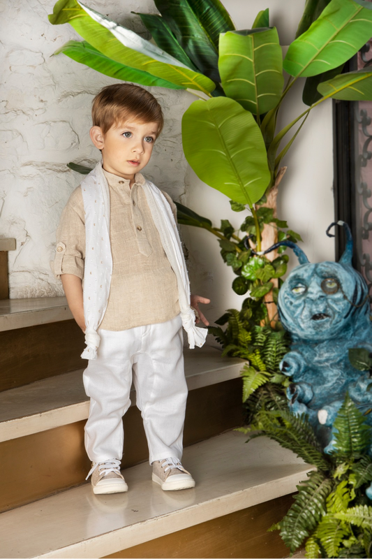 Boho βαπτιστικό κοστούμι βάπτισης για αγόρι καλοκαιρινή βάπτιση