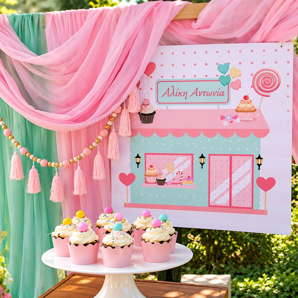 Στολισμός Βάπτισης Cupcake & candy bar στον Ι.Ν. Αγίας Βαρβάρας στο Π. Φάληρο 