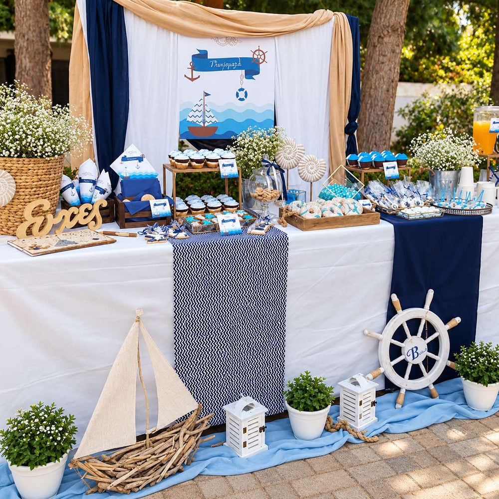 Στολισμός Βάπτισης Ιστιοπλοϊκό Καράβι & candy bar στον Ι.Ν. Παναγίας Μυρτιδιώτισσας στον Άλιμο 