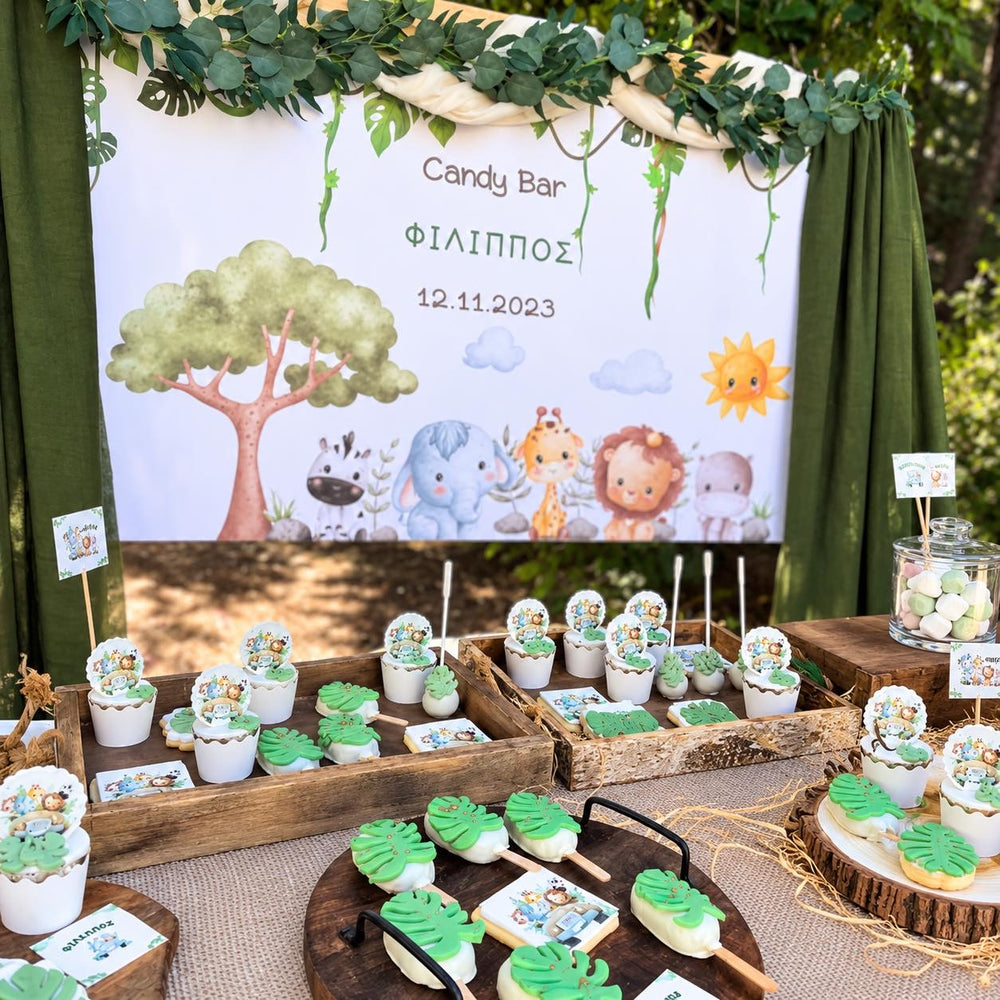 Στολισμός Βάπτισης  Safari & candy bar στον Ι.Ν. Ζωοδόχου Πηγής στον Άλιμο 