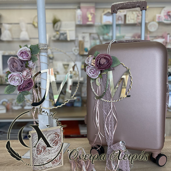vintage floral βαπτιστικό πακέτο με μονόγραμμα