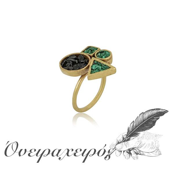Χειροποίητο δαχτυλίδι με γεωμετρικά σχήματα και πέτρες - Όνειρα Χειρός  χειροποίητα δώρα