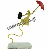 Ορειχάλκινη χειροποίητη φιγούρα Μαίρη Πόπινς σε ξύλινη βάση - Όνειρα Χειρός  χειροποίητα δώρα