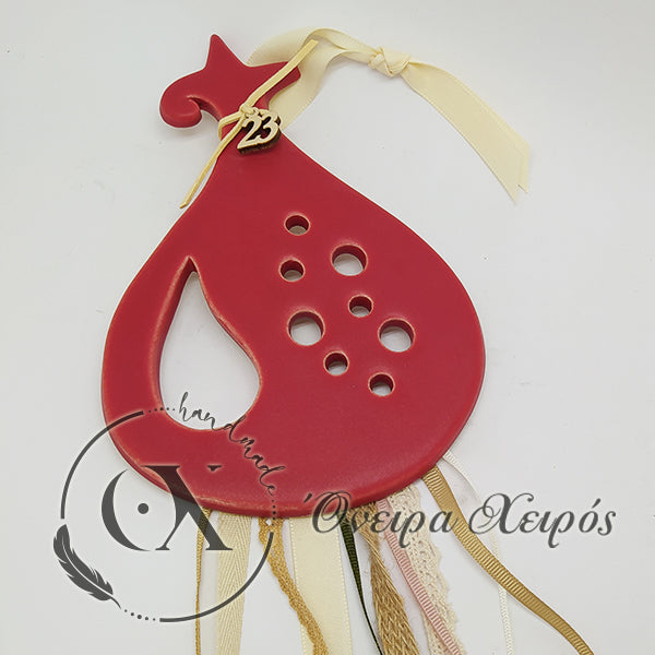 κεραμαστά γούρια μεγάλα μεγάλο ρόδι παστελ χριστουγεννιάτικα