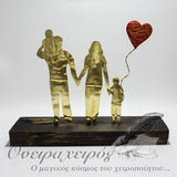 Δώρο για νέους γονείς - Οικογένεια με δύο παιδιά και μπαλόνι καρδιά - Όνειρα Χειρός  χειροποίητα δώρα