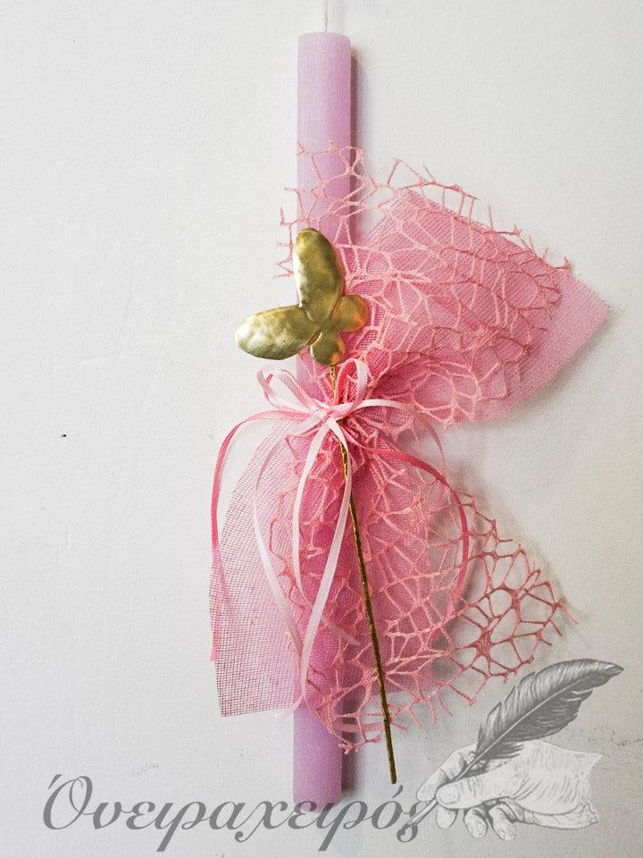 Πρωτότυπη αρωματική λαμπάδα για κορίτσι με χειροποίητο σελιδοδείκτη πεταλούδα Λ38-πεταλούδα - Όνειρα Χειρός  χειροποίητα δώρα