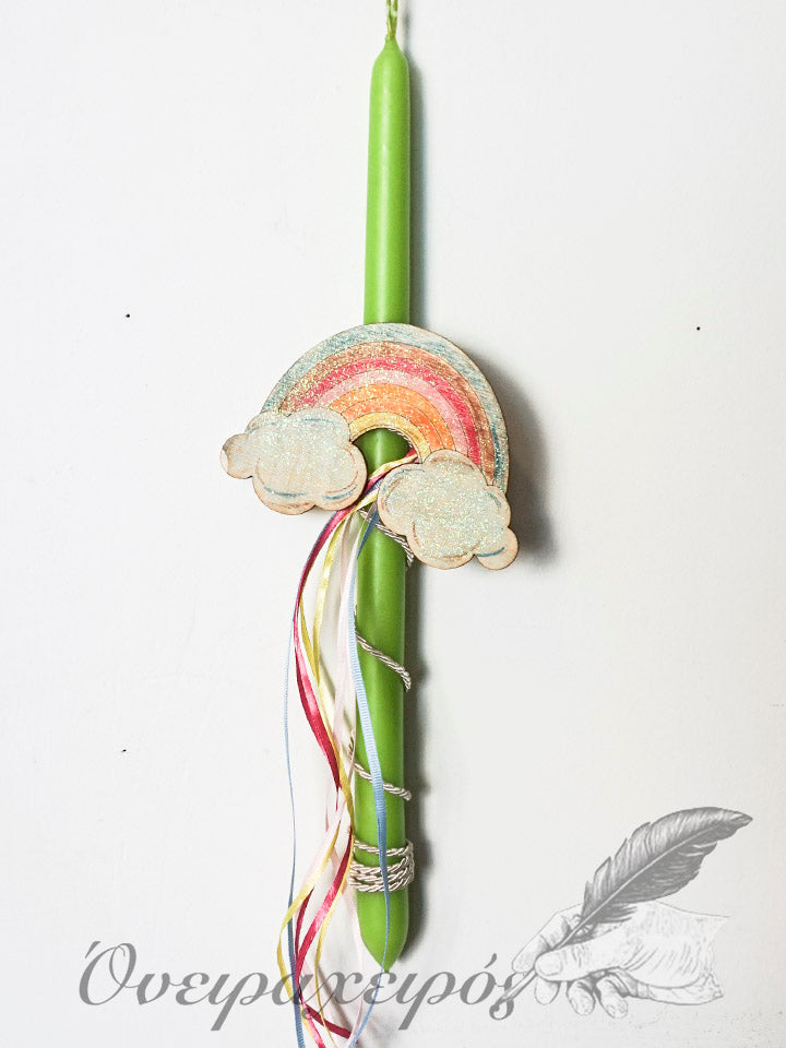 Παιδική αρωματική λαμπάδα ουράνιο τόξο με μαγνητάκι Λ15 - Όνειρα Χειρός  χειροποίητα δώρα