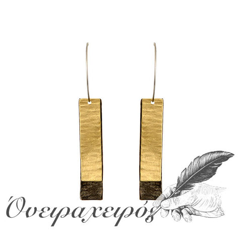 Εντυπωσιακά σκουλαρίκια με διχρωμία μετάλλων μαύρο χρυσό - Όνειρα Χειρός  χειροποίητα δώρα