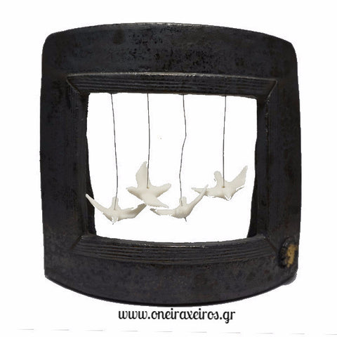 Κεραμικό γλυπτό με χειροποίητα περιστέρια από πορσελάνη - Όνειρα Χειρός  χειροποίητα δώρα