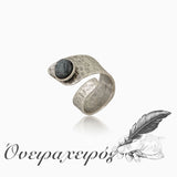 Μοντέρνο χειροποίητο δαχτυλίδι με μαύρη πέτρα - Όνειρα Χειρός  χειροποίητα δώρα