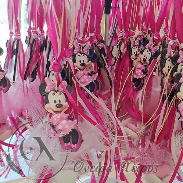 ξύλινη μπομπονιέρα βάπτισης minnie mouse