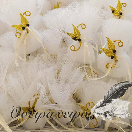 Μπομπονιέρα γάμου με χειροποίητο κλαδί ελιάς αποκλειστική δημιουργία Όνειρα Χειρός