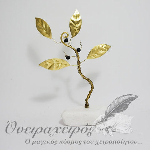 Διακοσμητική ελιά Πάνω σε λευκό βότσαλο - Όνειρα Χειρός  χειροποίητα δώρα