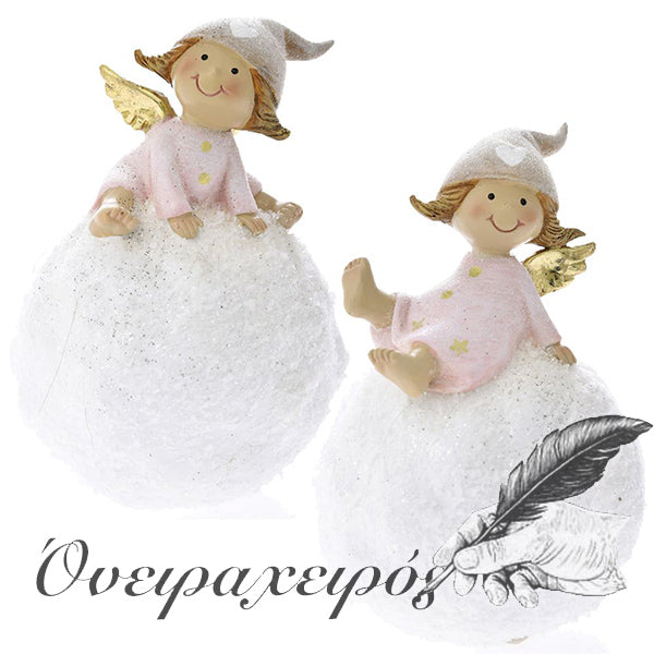 αγγελάκια σε χιονόμπαλα χριστουγεννιάτικη διακόσμηση