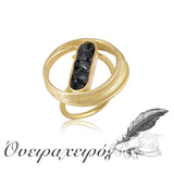 ΕΝΤΥΠΩΣΙΑΚΌ ΔΑΧΤΥΛΊΔΙ ΧΡΥΣΌ ΜΕ ΜΑΥΡΕς ΠΕΤΡΕς ΧΕΙΡΟΠΟΙΗΤΟ 