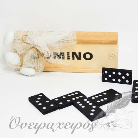 Μπομπονιέρα Βάπτισης παιχνίδι DOMINO - Όνειρα Χειρός  χειροποίητα δώρα